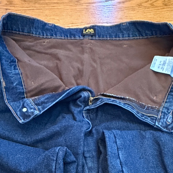 Lee Fleece Lined Jeans Dark Blue Denim 34x32 Lime NEW - Picture 6 of 7